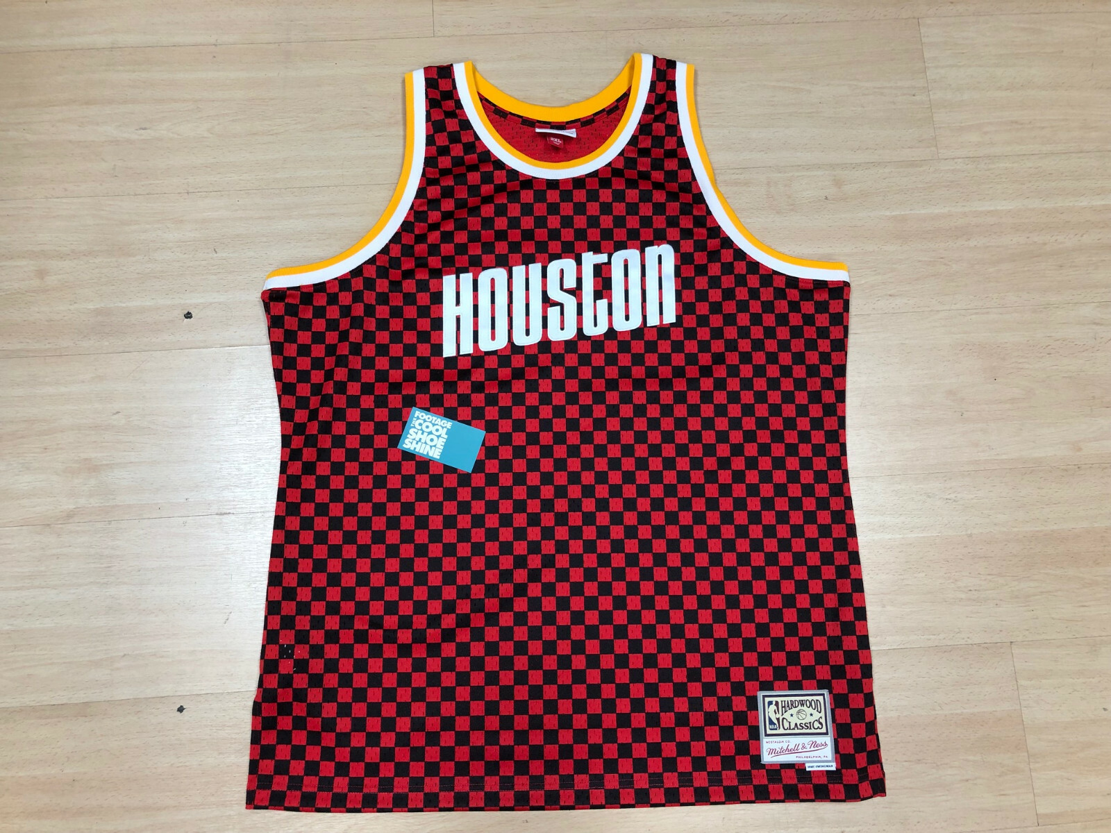 MITCHELL & NESS HARDWOOD CLASSICS HOUSTON ROCKETS CHECKERBOARD JERSEY RED 2XL gallery