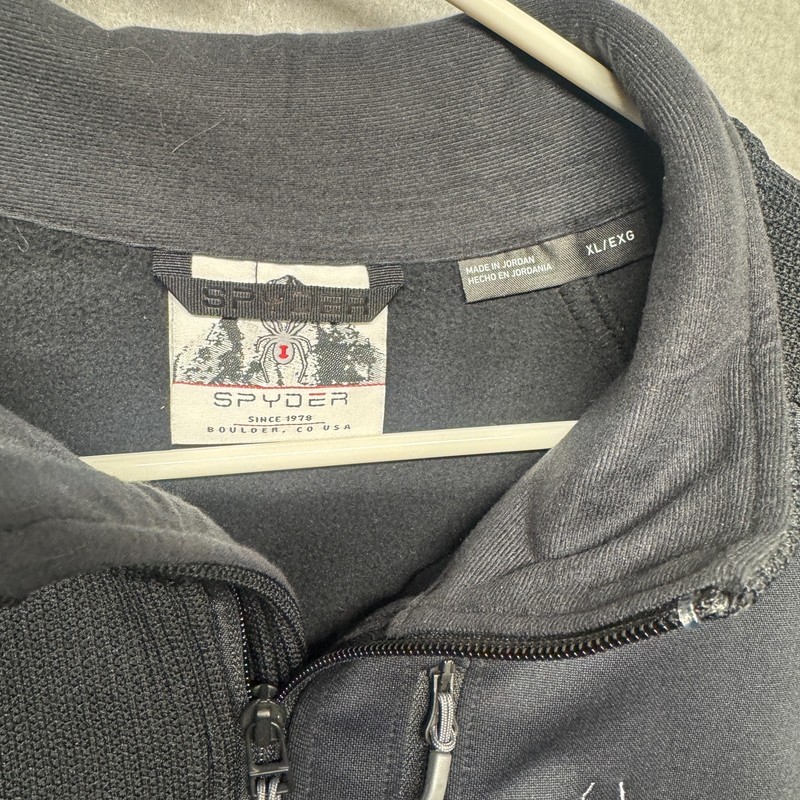 Spyder Pullover Mens XL Black Gray Half Zip Fleece Waffle Knit Ski 229517 gallery