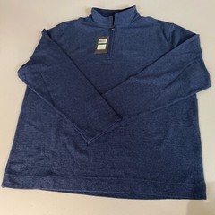 NEVER TUCK VAN HEUSEN Men’s L Royal Navy Blue 1/4 Zip Pullover NWT