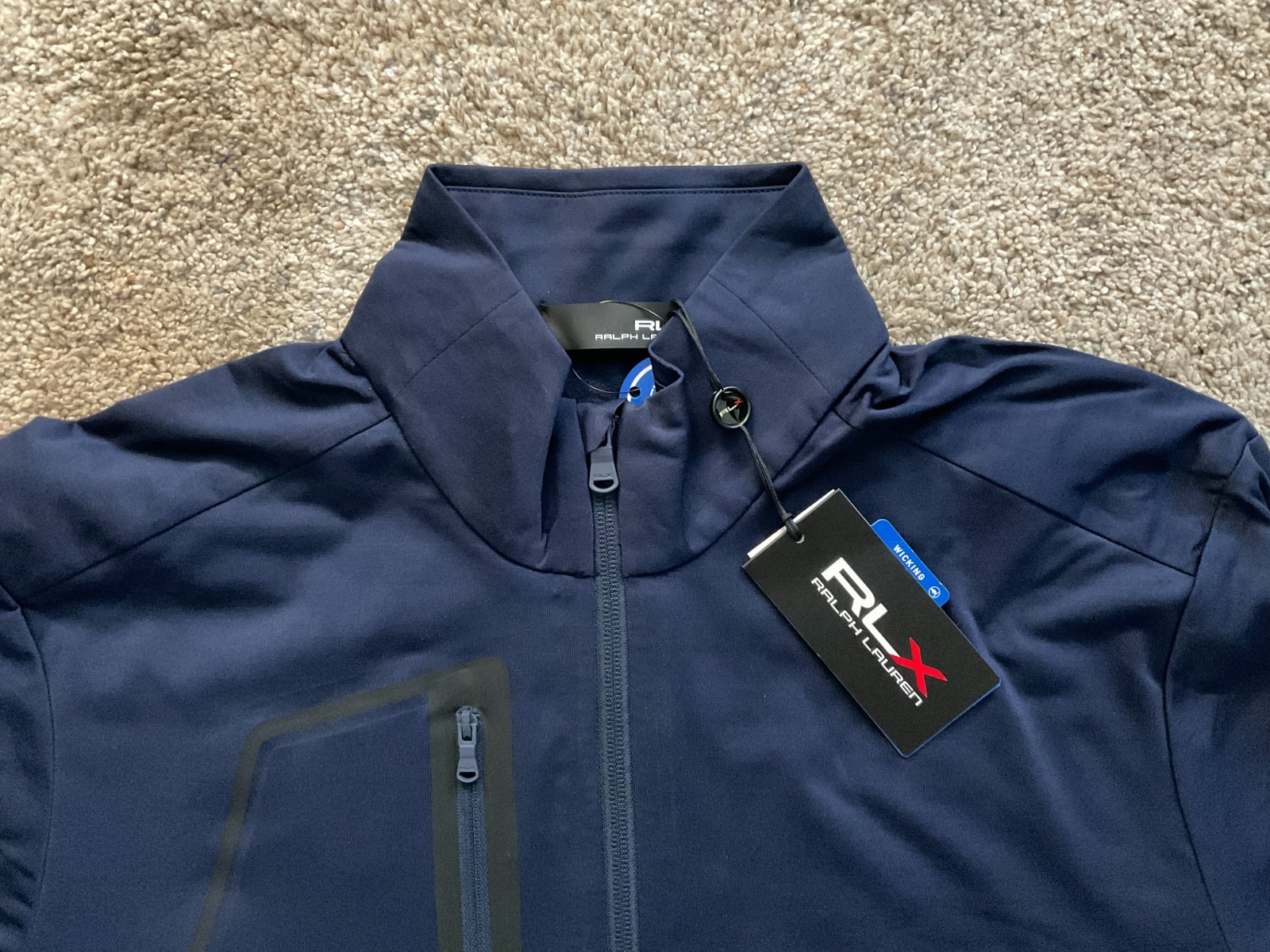 New RLX Ralph Lauren Performance 1/4 Quarter-Zip Golf Pullover Navy Blue Large L gallery