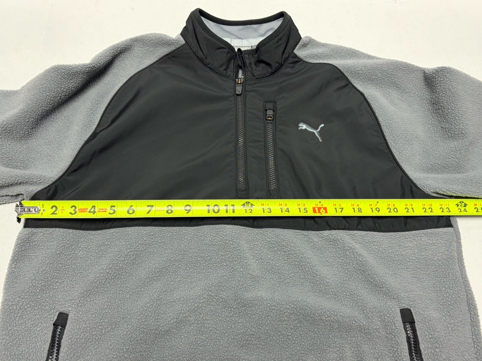 Puma Golf Pullover Mens L Black Gray Sherpa Fleece 1/4 Zip Athletic Pockets gallery