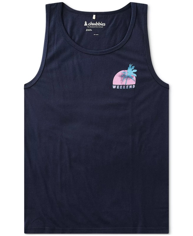 Chubbies Men's Size M Navy Blue Tank Top The Palm Wave & Sunset gallery