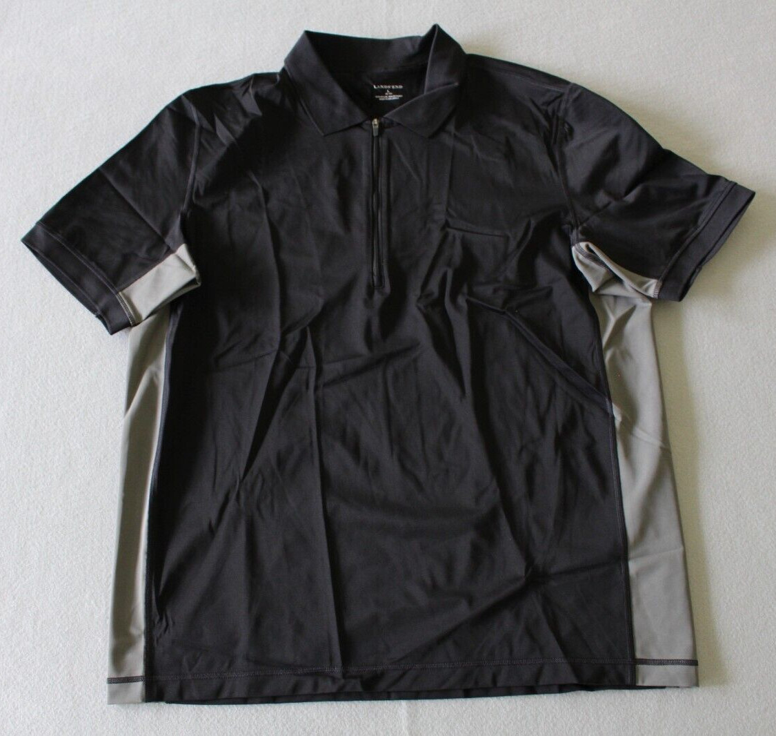 Lands End Shirt Mens 42-44 Large Activewear Black Stretch Basic Casual gallery