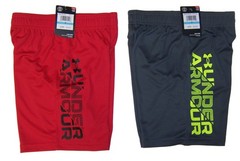 Under Armour Lot of 2 Little Boys Size 5 Heatgear Athletic Shorts NWT Red & Gray