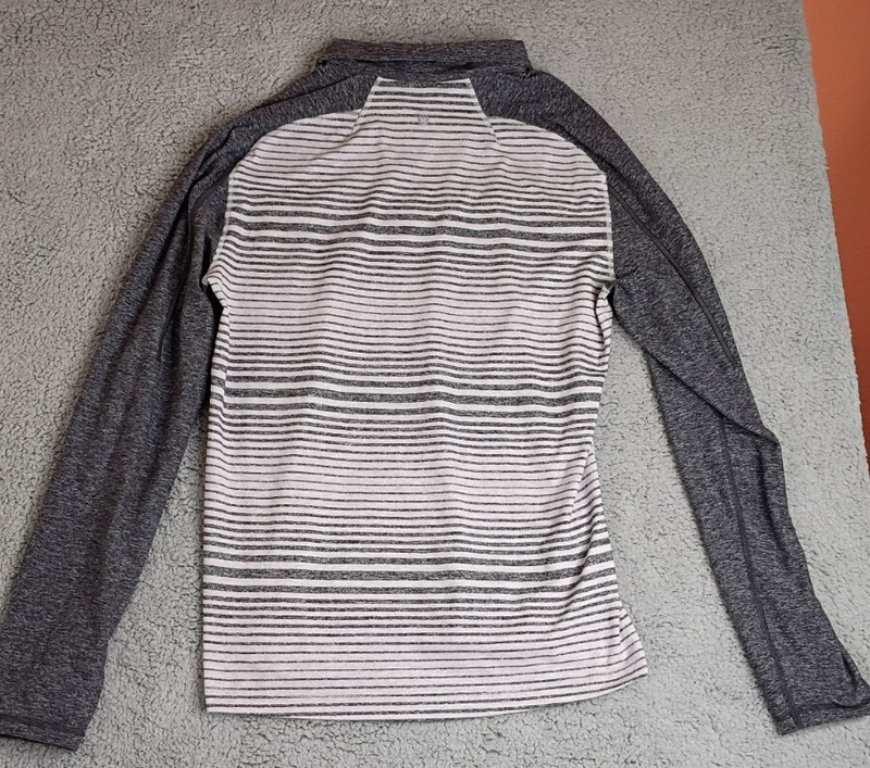 Lululemon Surge Warm 1/4 Zip Pullover Men's Medium Gray Striped Performance gallery
