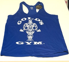 Vintage Gold’s Gym DOUBLE EXTRA LARGE 2XL BLACK & WHITE Muscle Tank Top NEW TAGS