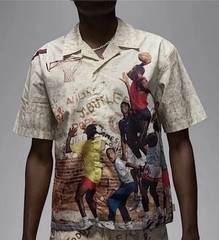 Mens Air Jordan Camp Button Up Shirt Size XL Playground Scene Sail HF9347-133