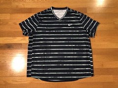New XXL Nike Court Dri-Fit Victory Tennis Top Striped Shirt Slim DD8515-451 Men