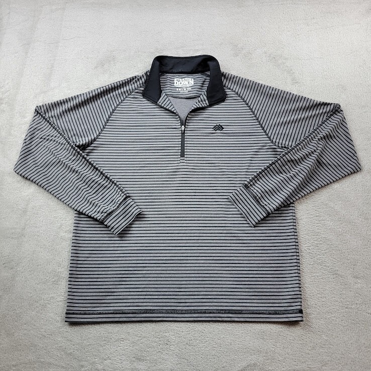 Straight Down Quarter Zip Pullover Mens Medium 1/4 Gray Stripes Performance Golf