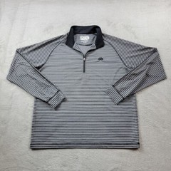 Straight Down Quarter Zip Pullover Mens Medium 1/4 Gray Stripes Performance Golf