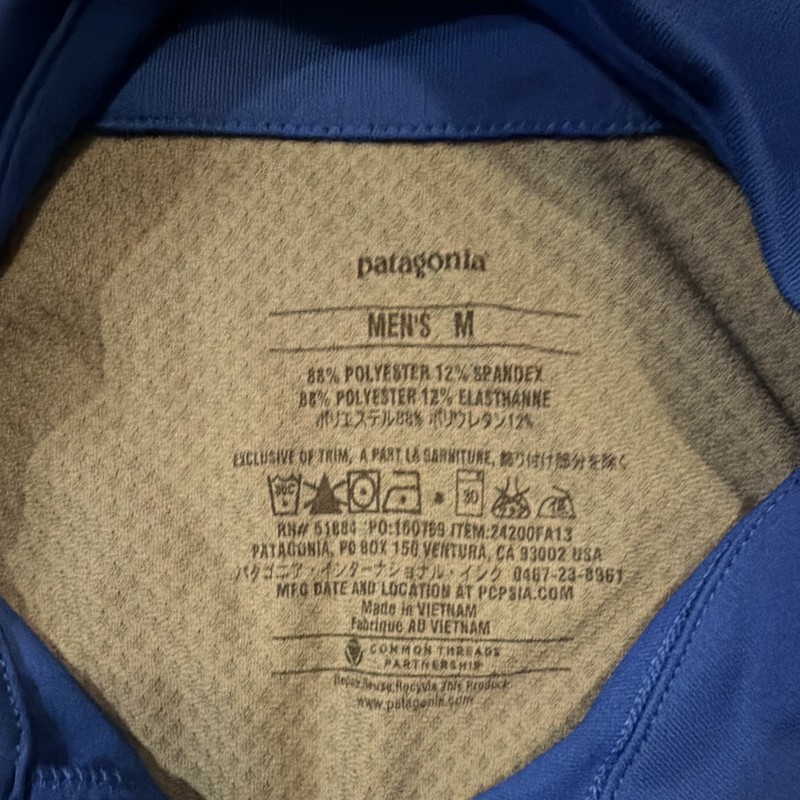 Patagonia Blue/Gray Colorblock Breathable Mock Neck 1/4 Zip T-Shirt Men's M gallery