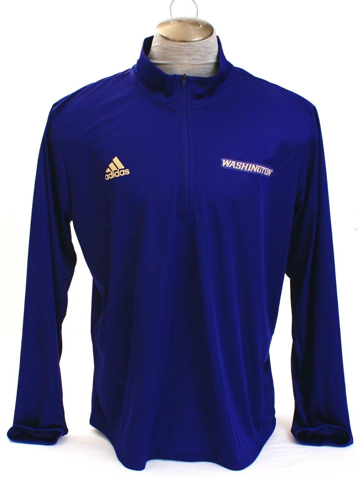 Adidas AeroReady Purple Washington Huskies 1/4 Zip Long Sleeve Shirt Men's XL gallery