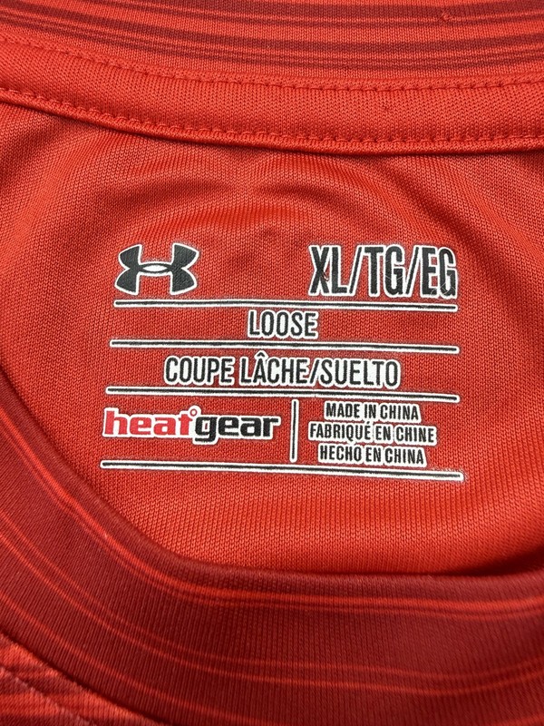 Under Armour HeatGear Shirt Mens XL Red Short Sleeve Stripe Performance Tee gallery