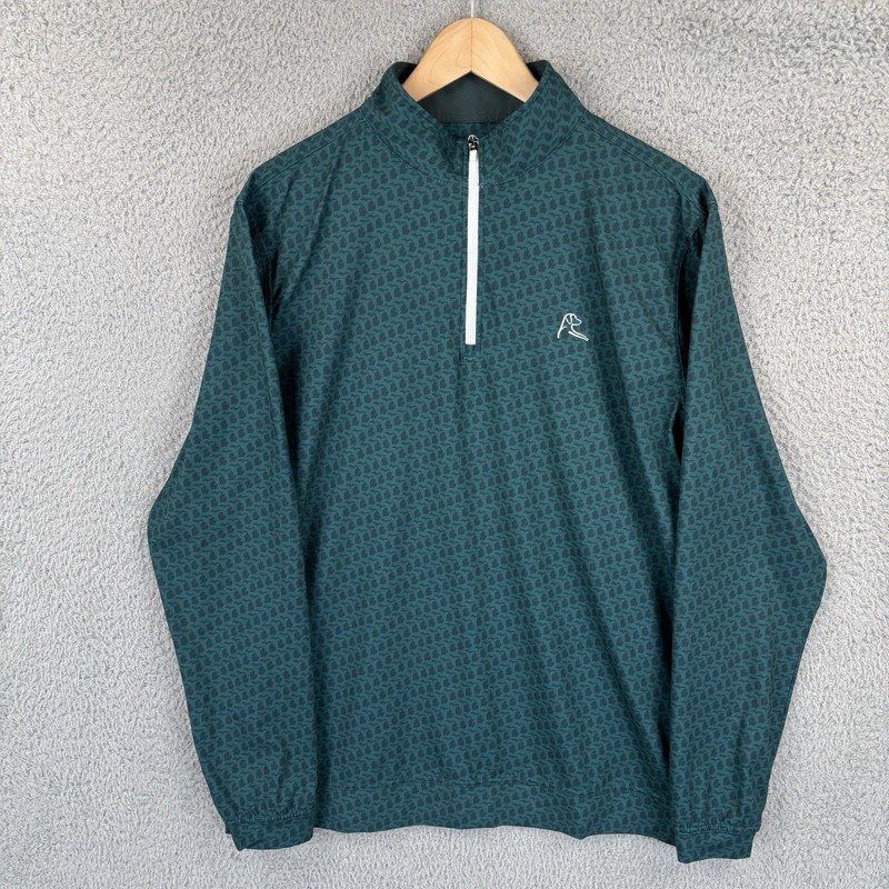 Rhoback 1/4 Zip Pullover Mens Large Green 'The Mitten' Michigan All Over Print gallery