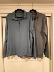 Lot of 2 William Murray 1/4 Zip Long Sleeve Golf Pullover Mens Large Blue Gray
