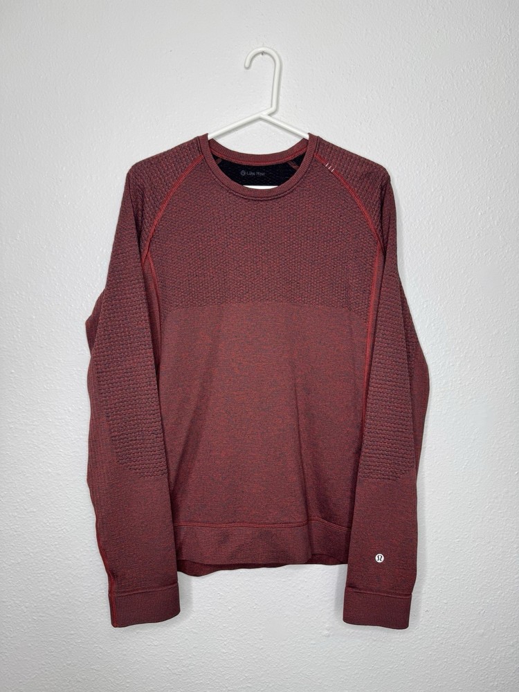 Lululemon Engineered Warmth Long Sleeve Pullover Merino Wool Lined M/L Red