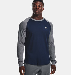 Under Armour UA Men’s Waffle Crew Long Sleeve Shirt – Blue & Gray – Sz M – NWT