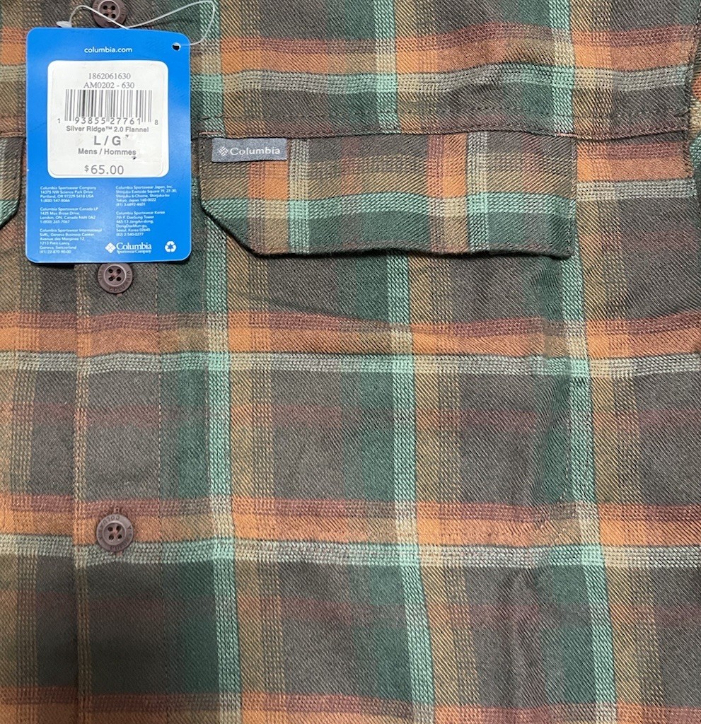 Columbia Flannel Shirt L Silver Ridge LS Plaid Button Up Outdoor Pocket NWT gallery