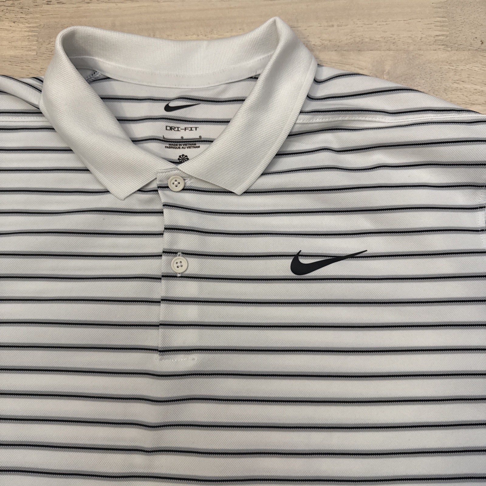 Nike Dri-Fit Striped Golf Polo White DH0829-100 Men’s L Large gallery
