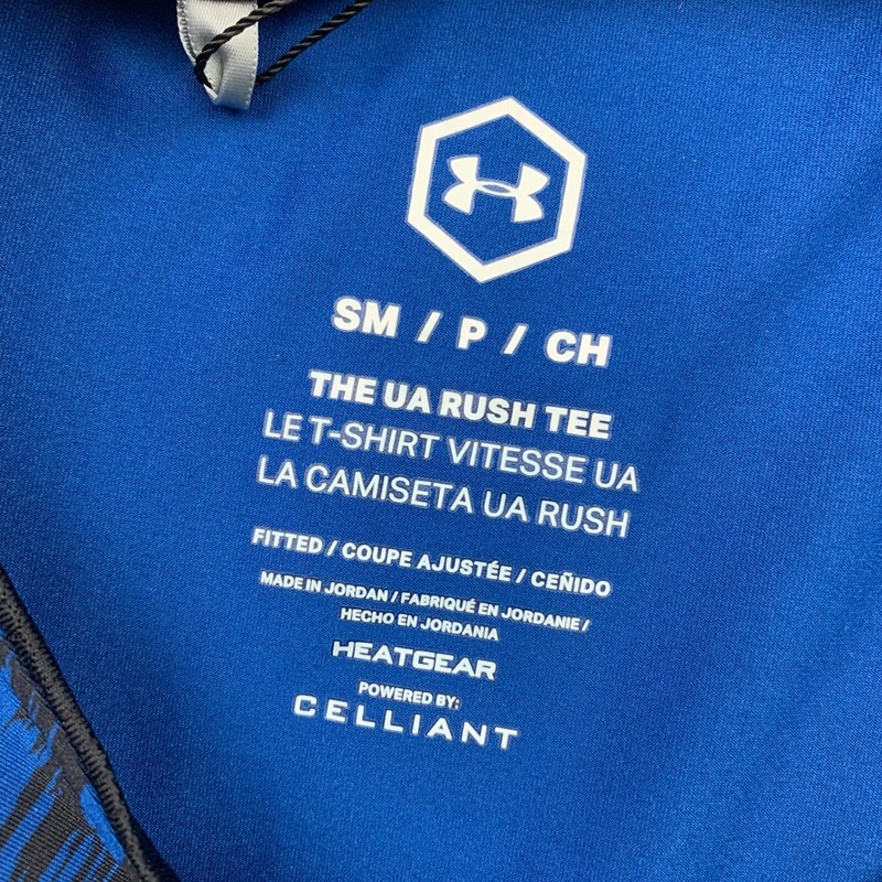 Under Armour Men’s Performance HeatGear Rush Tee T-Shirt Blue/Black • Small gallery