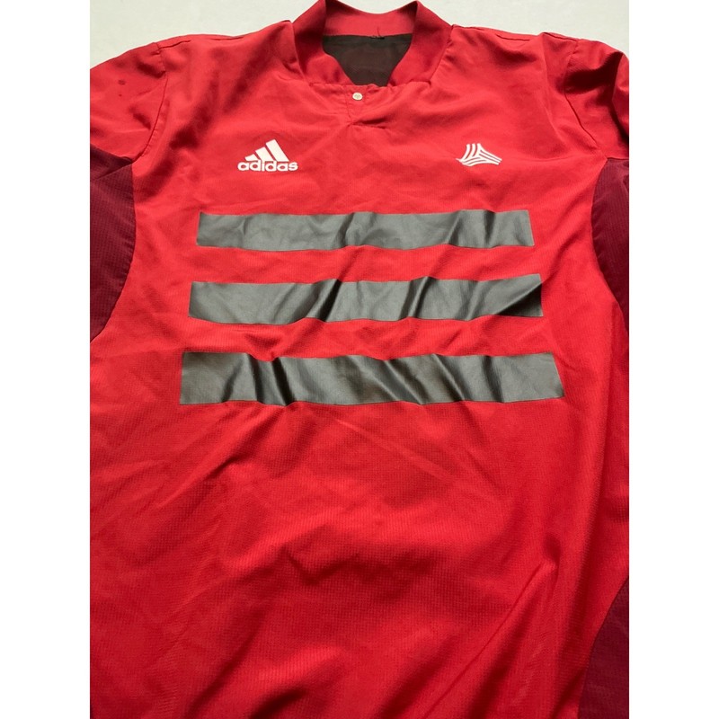 Adidas Vintage Pullover Training Top Red Grey Stripe Soccer Jersey Mens Large gallery