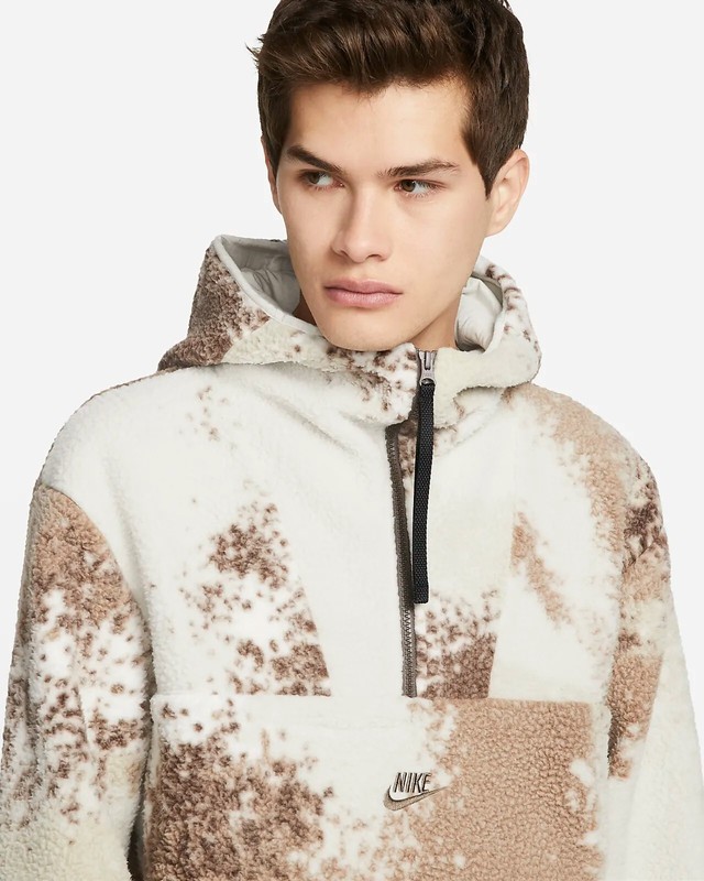 Nike SPORT ESSENTIALS+ HALF ZIP Fleece Hoodie FAUX FUR sweat shirt Jacket Mens M gallery