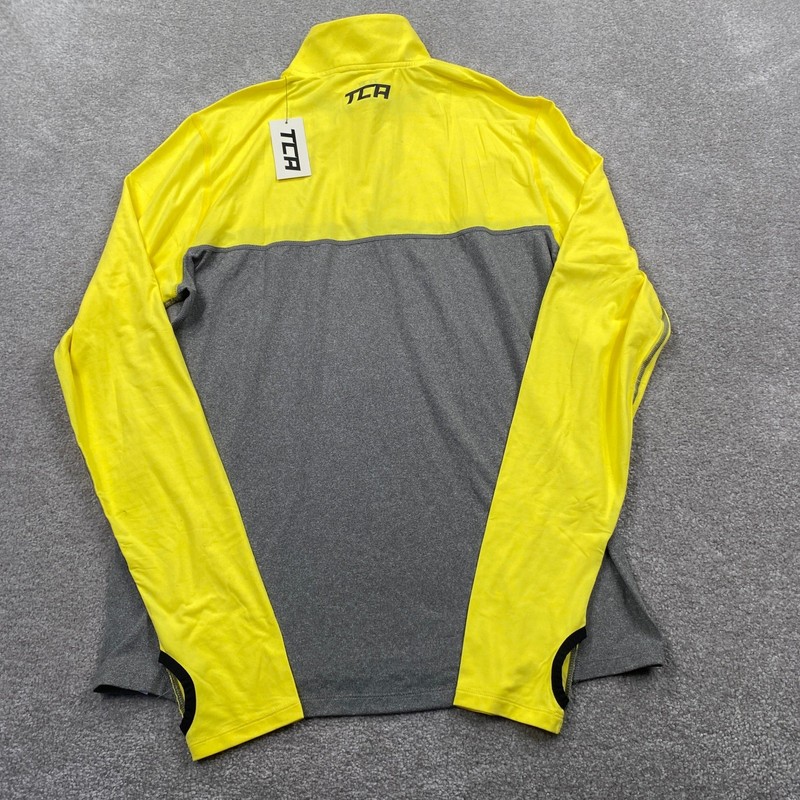 TCA 1/4 Zip Pullover Mens M Yellow Grey Colorblock Performance TS1355 gallery