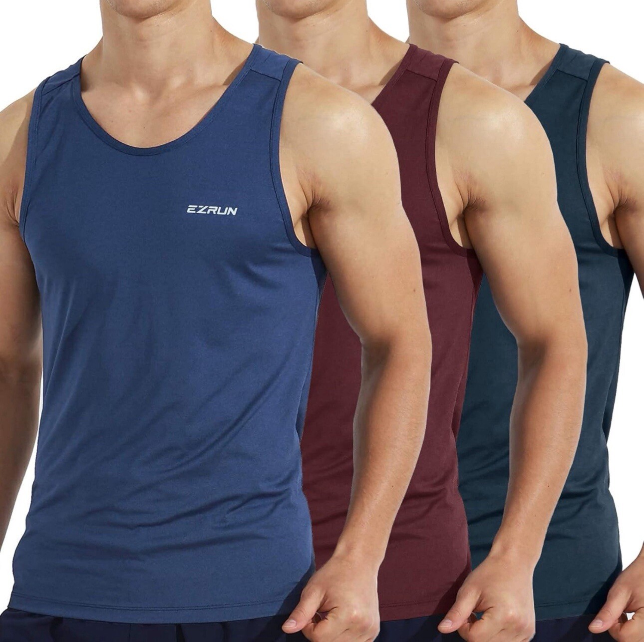 EZRUN Men's Tank Tops Quick Dry Workout Shirts Sleeveless Shirts Size L gallery