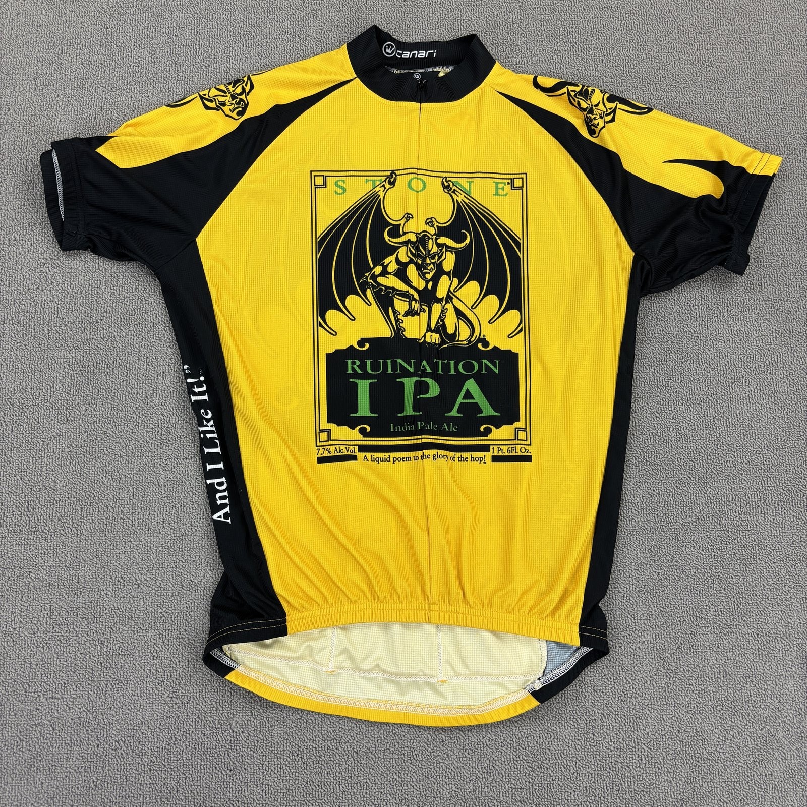 Canari Cycling Jersey Mens Large Stone Ruination IPA Yellow Bike Beer gallery