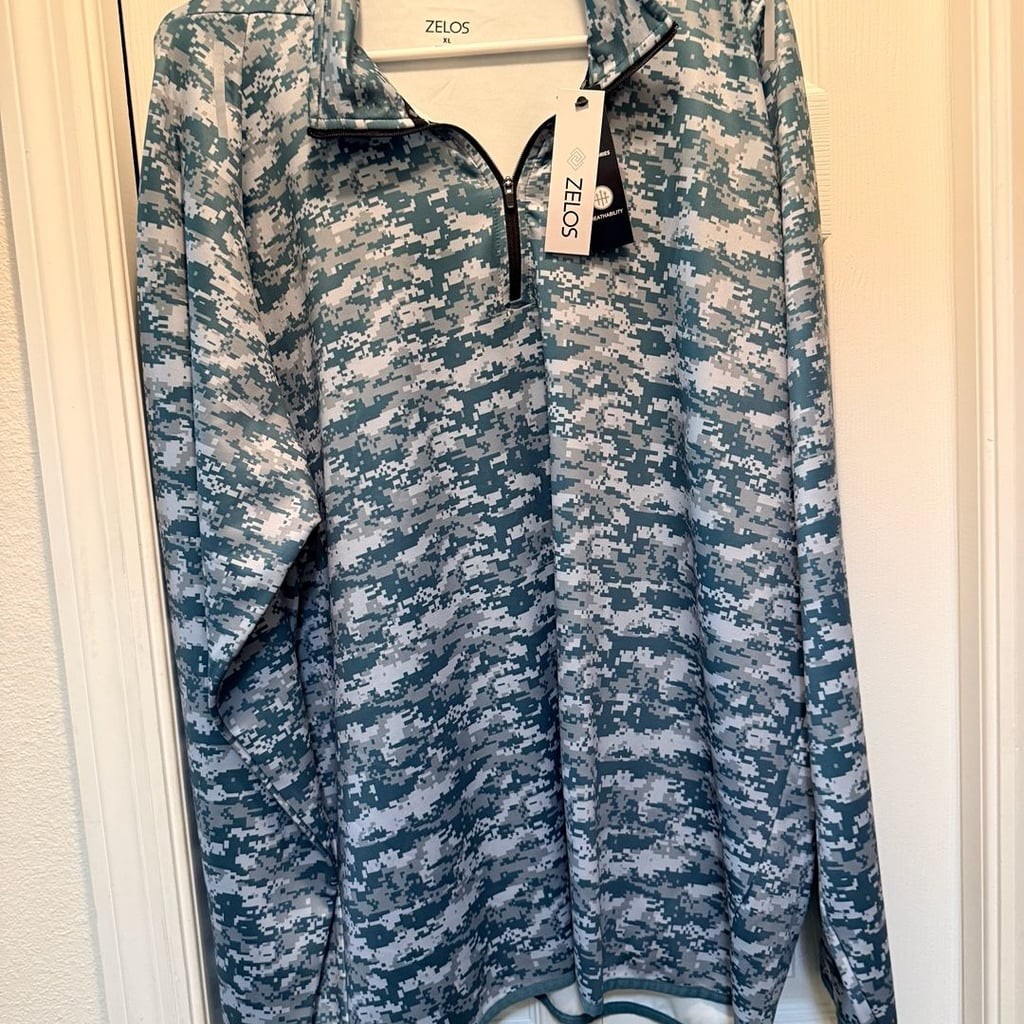 Zelos Mens Quarter-Zip Pullover Camo Print Long Sleeve Performance Top gallery