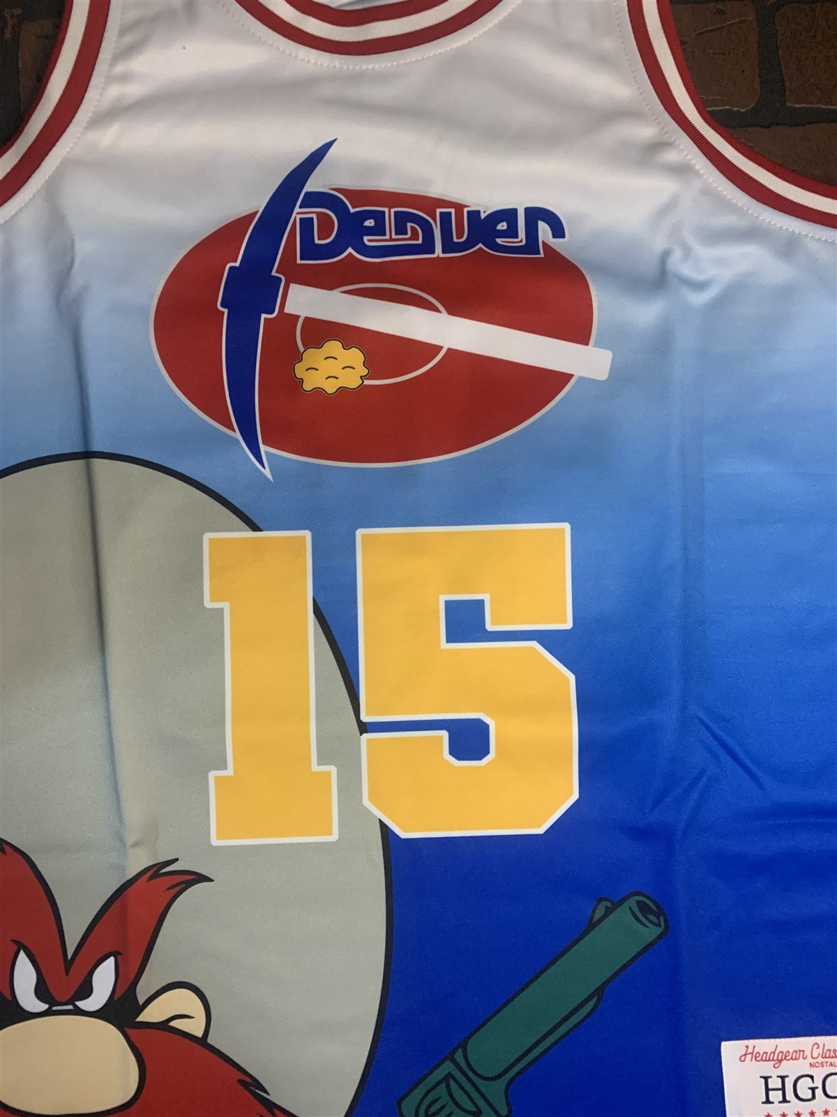 YOSEMITE SAM / DENVER Blue Headgear Classics Basketball Jersey ~Never Worn~ M XL gallery