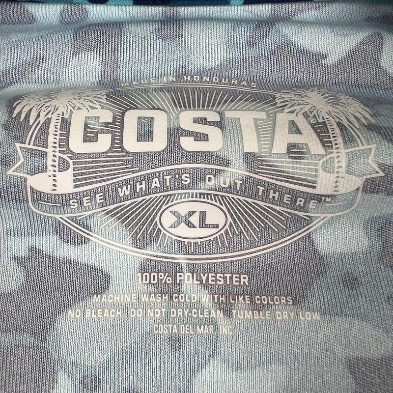 Costa Shirt Mens XL Blue Camo Long Sleeve Performance Fishing Tee Top gallery
