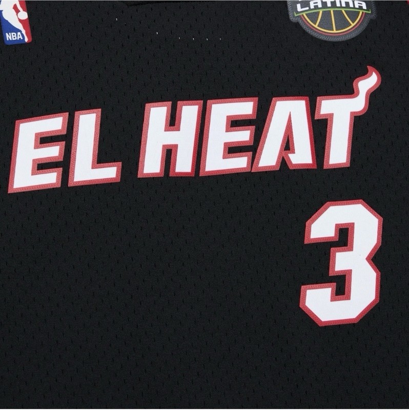Mens Mitchell & Ness - Large NBA “EL HEAT” Jersey Miami HEAT 2008 DWYANE WADE gallery