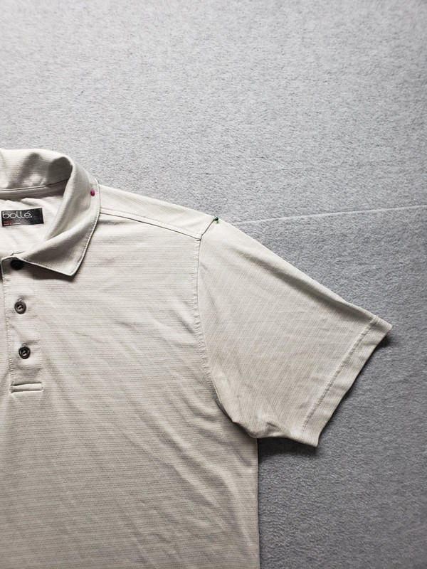 Bolle Men Polo Shirt S Gray Button Front Short Sleeve Collared Logo Outdoor Golf gallery