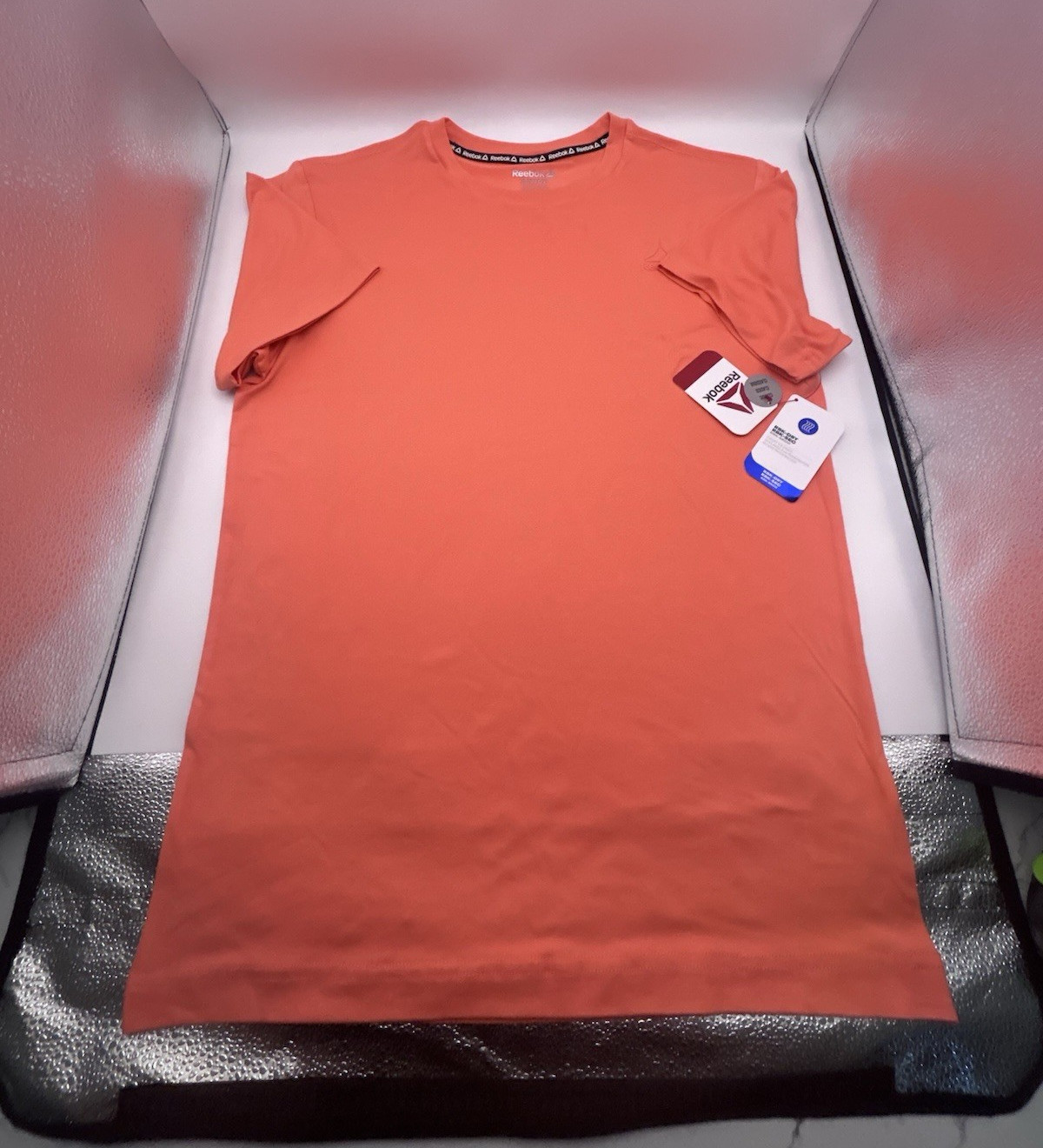 Reebok RBX-DRY Men's Polyester Activewear T-Shirt Orange Crew Neck Logo S gallery
