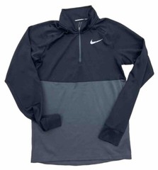 Nike Dri-Fit Racer Running Top Men Small Top 1/4 Zip Black Gray 648588 010 EUC