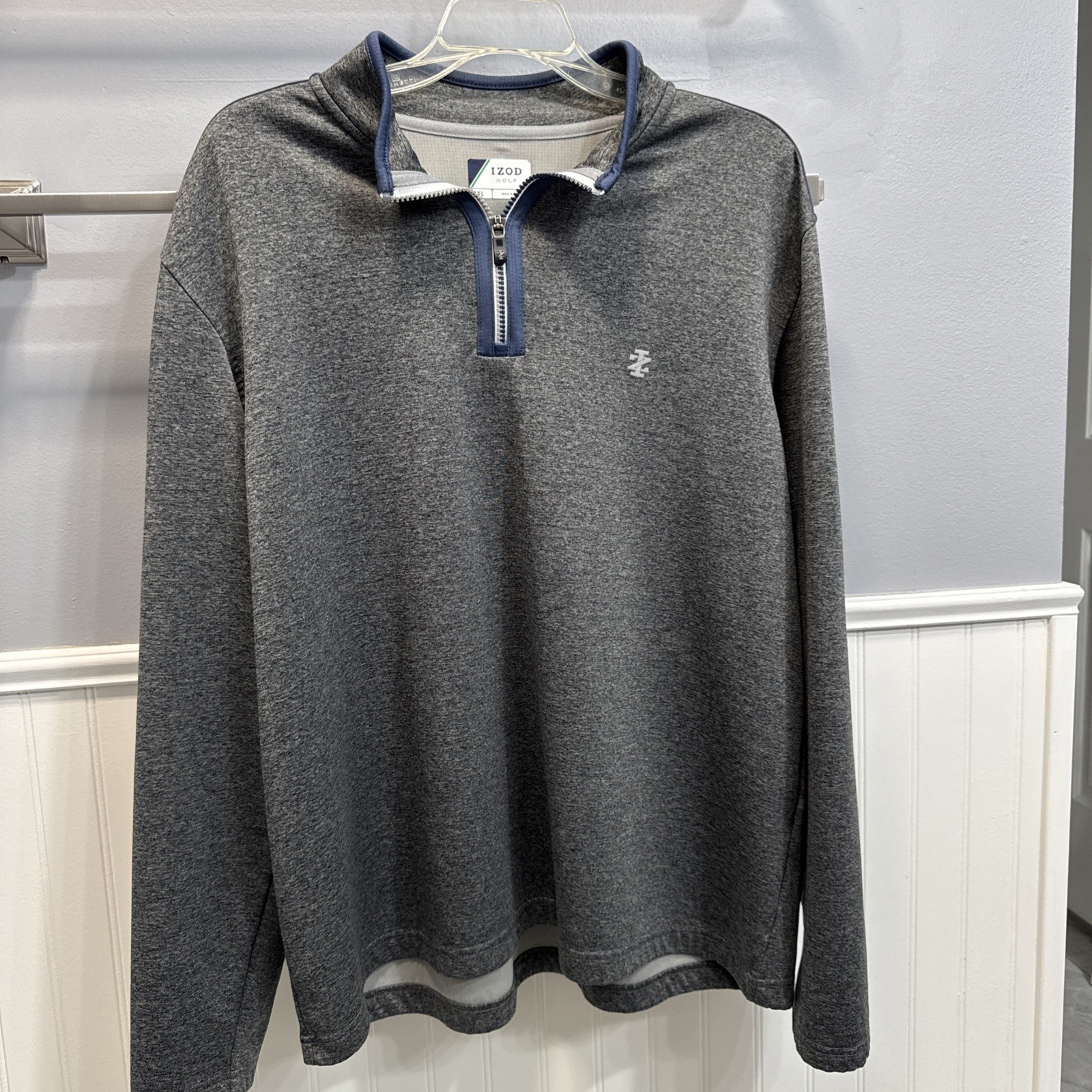 Izod Mens Golf Pullover Shirt Size XL Gray Outerwear Long Sleeve Quarter Zip gallery
