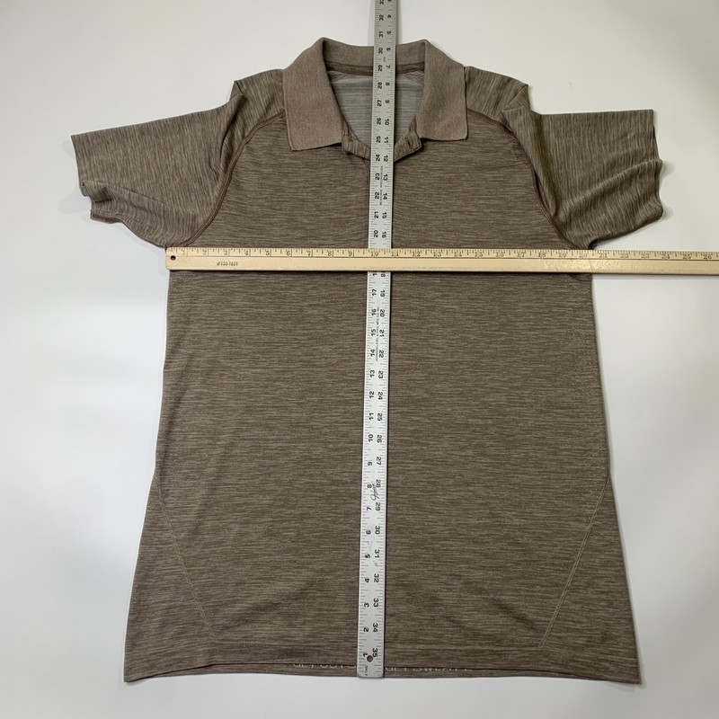 Lululemon Polo Shirt Mens Large Biscuit Metal Vent Tech Short Sleeve Performance gallery