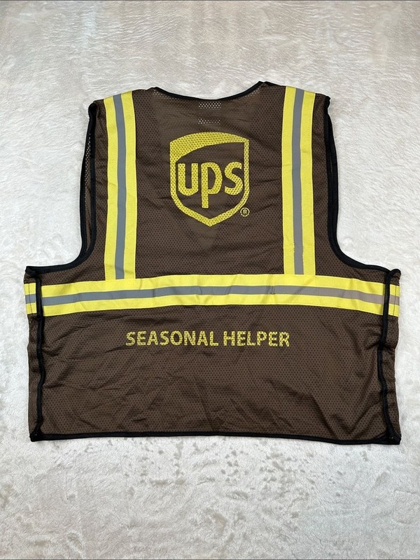 UPS Size M / L Brown High-Visibility Safety Tank Vest Reflective Stripes | Work gallery