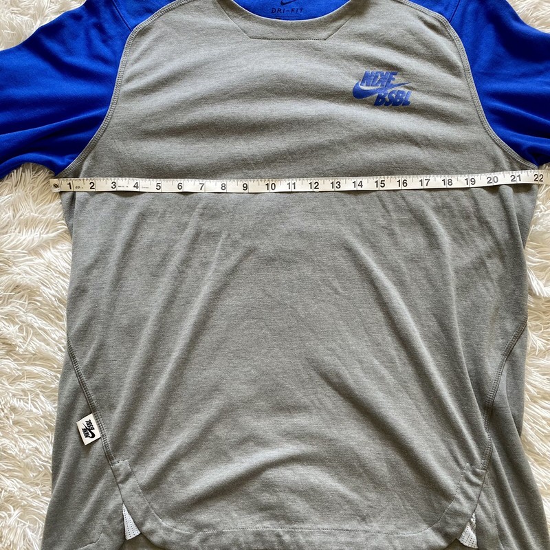 Nike BSBL Dri Fit Baseball Shirt Blue & Gray 3/4 Sleeves Size M gallery