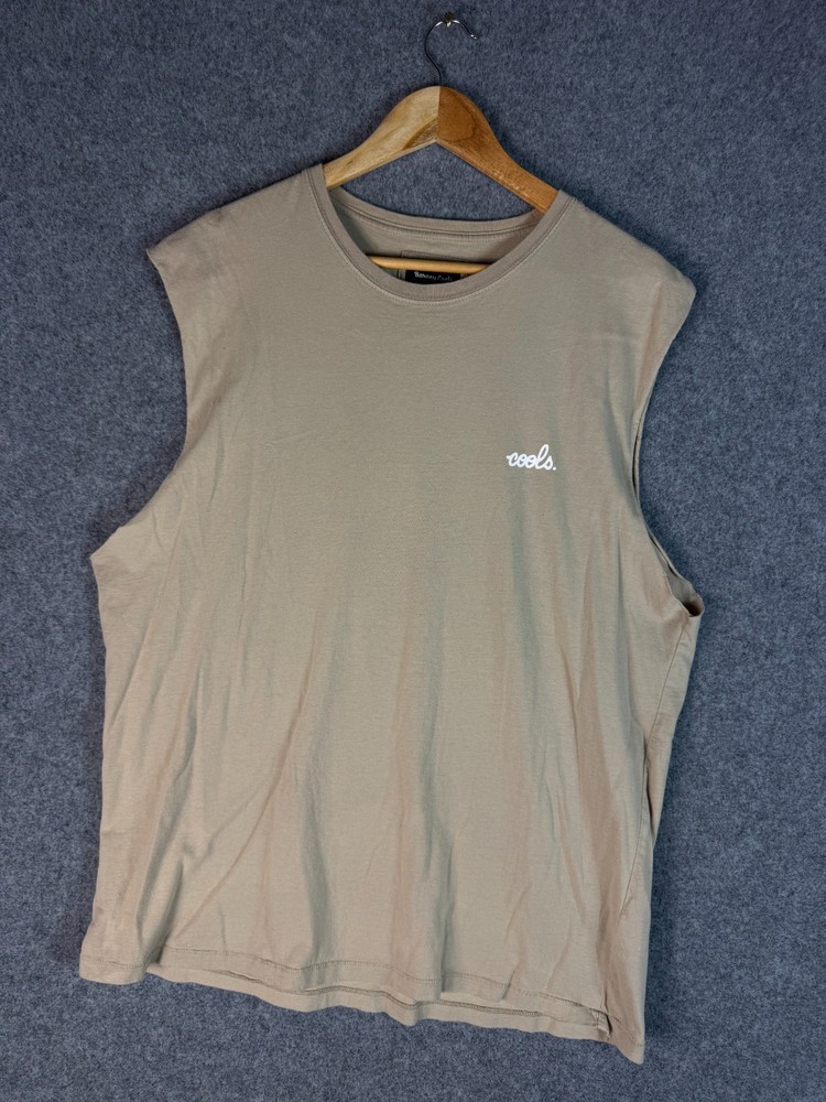 Barney Cools Muscle Tank Top Mens Large Brown Lightweight Comfort Cotton Casual
