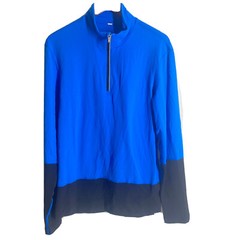 Lululemon Speed 1/2 Zip Beaming Blue Black LS Rulu Men’s Workout Run Top Sz L