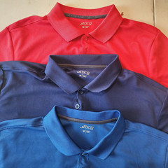 BCG Lot 3 Men Golf Polo Medium Short Sleeve Shirt Blue Red Navy