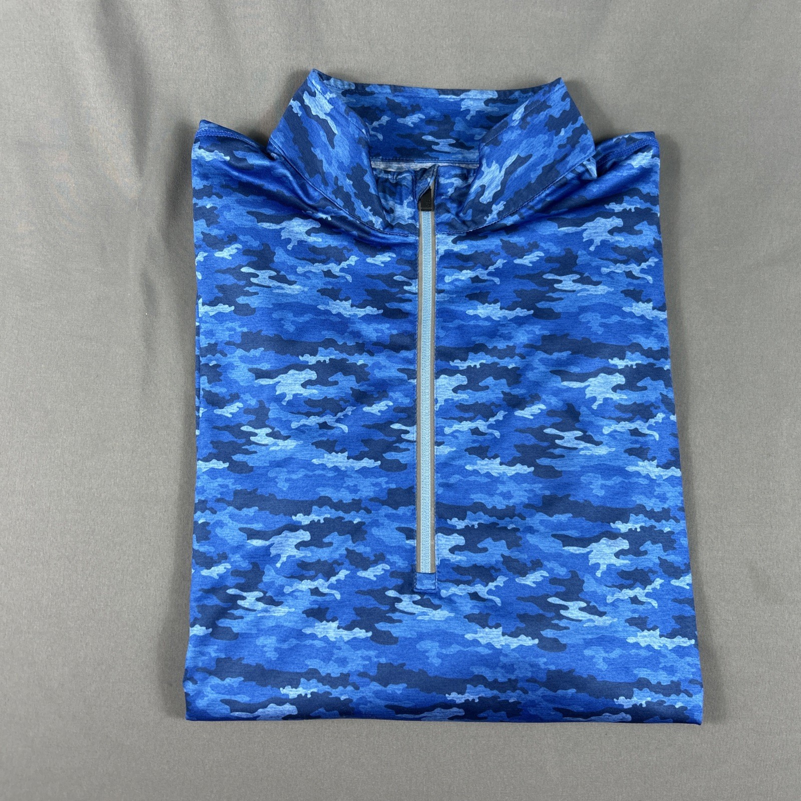 1764 Golf Pullover Camo Print 1/4 Zip Medium Blue Polyester Spandex gallery