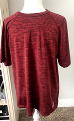 M REEBOK Burgundy Black Slub Knit Active MESH TEE T-Shirt LOGO Top Performance