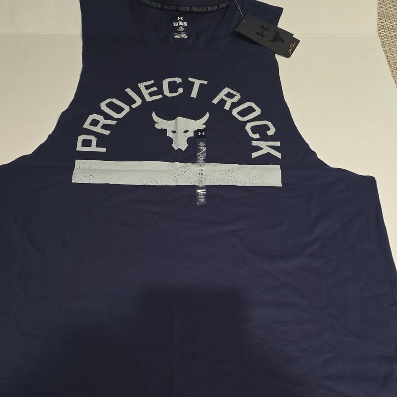 Mens Under Armour Project Rock Blue Loose Crew Neck Graphic Tank Top XL 1383195 gallery