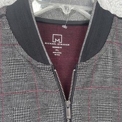 Michael Strahan Mens XL Gray w/Red Stripes Full Zip Long Sleeve Jacket Sweater