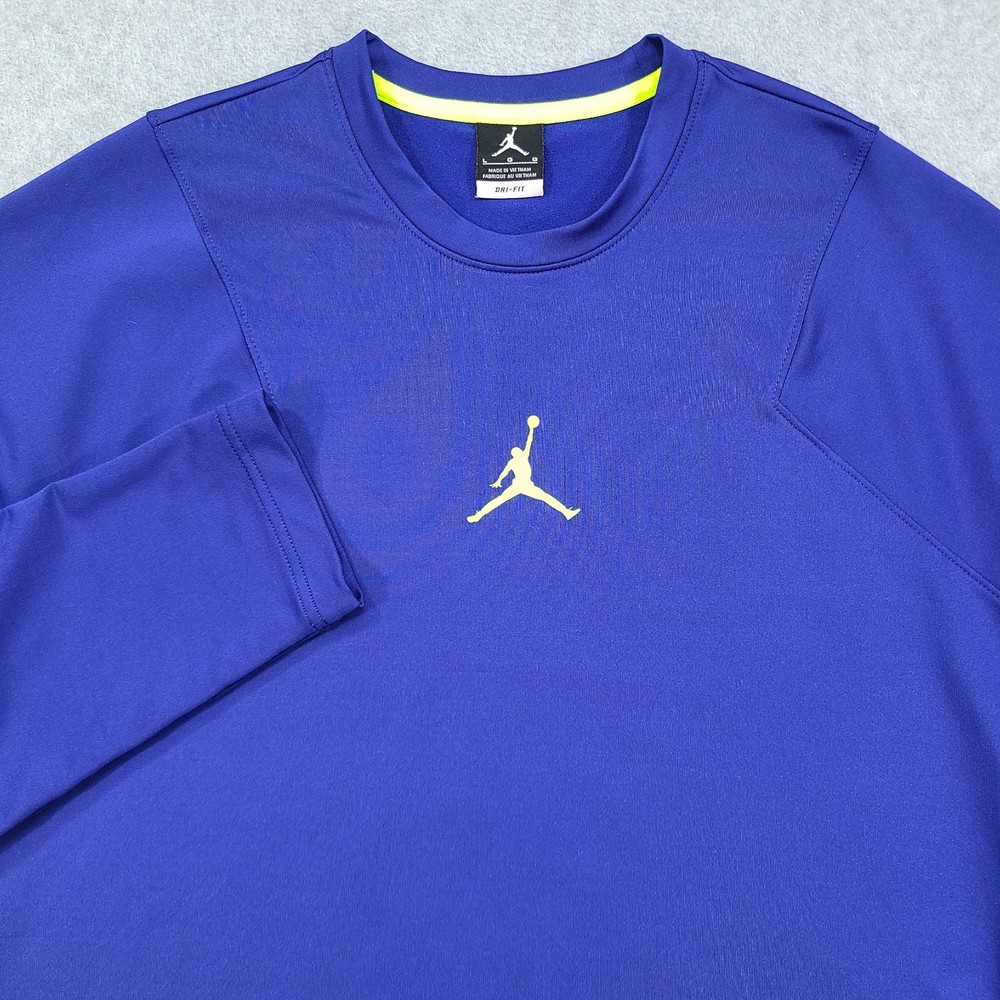 Nike Jordan Jumpman Flight Performance Basketball Shirt Men Large LS Royal Blue