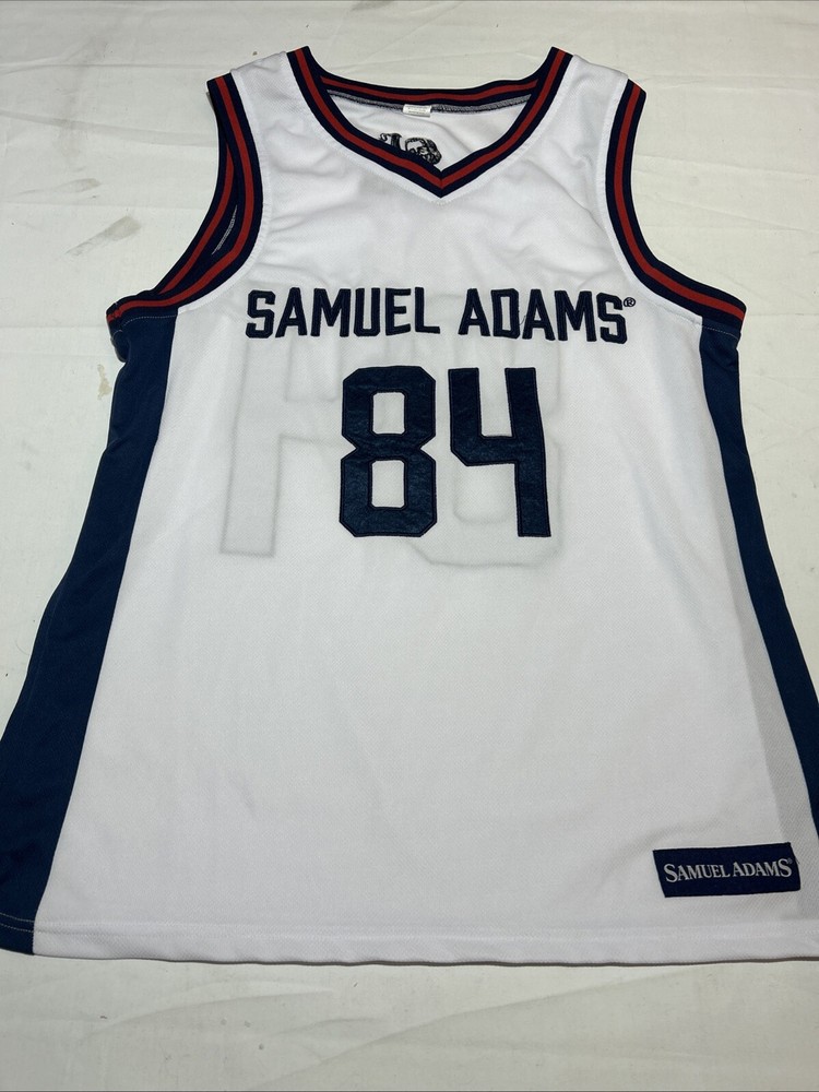 Samuel Adams Jersey Fits Medium Tagged Lg Beer Basketball #84 Embroidered Stitch
