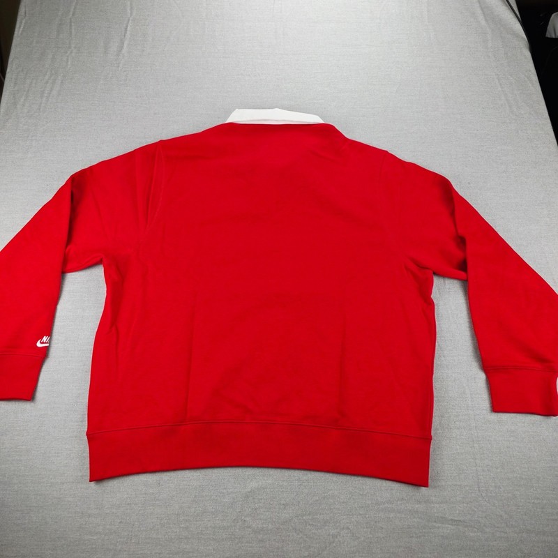 Nike Club Fleece Long Sleeve Polo Rugby Shirt Mens Size XL Red FN3112-657 NWT gallery